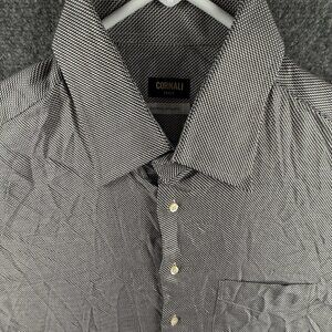 Cornali Italy Doppio Ritorto Long Sleeve Button Up Shirt Black Silver Cotton XL